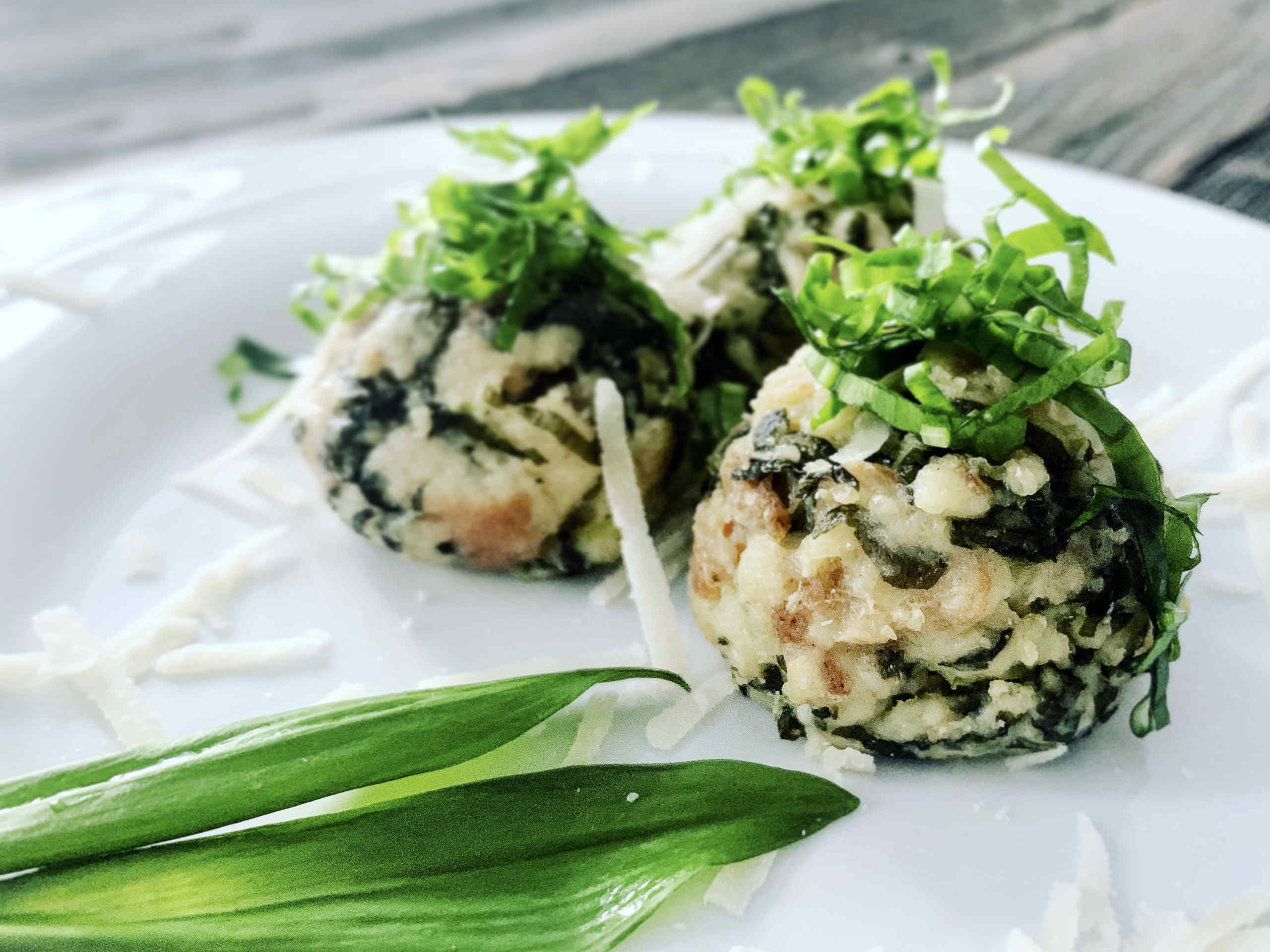 Wild garlic dumplings with parmesan and brown butter