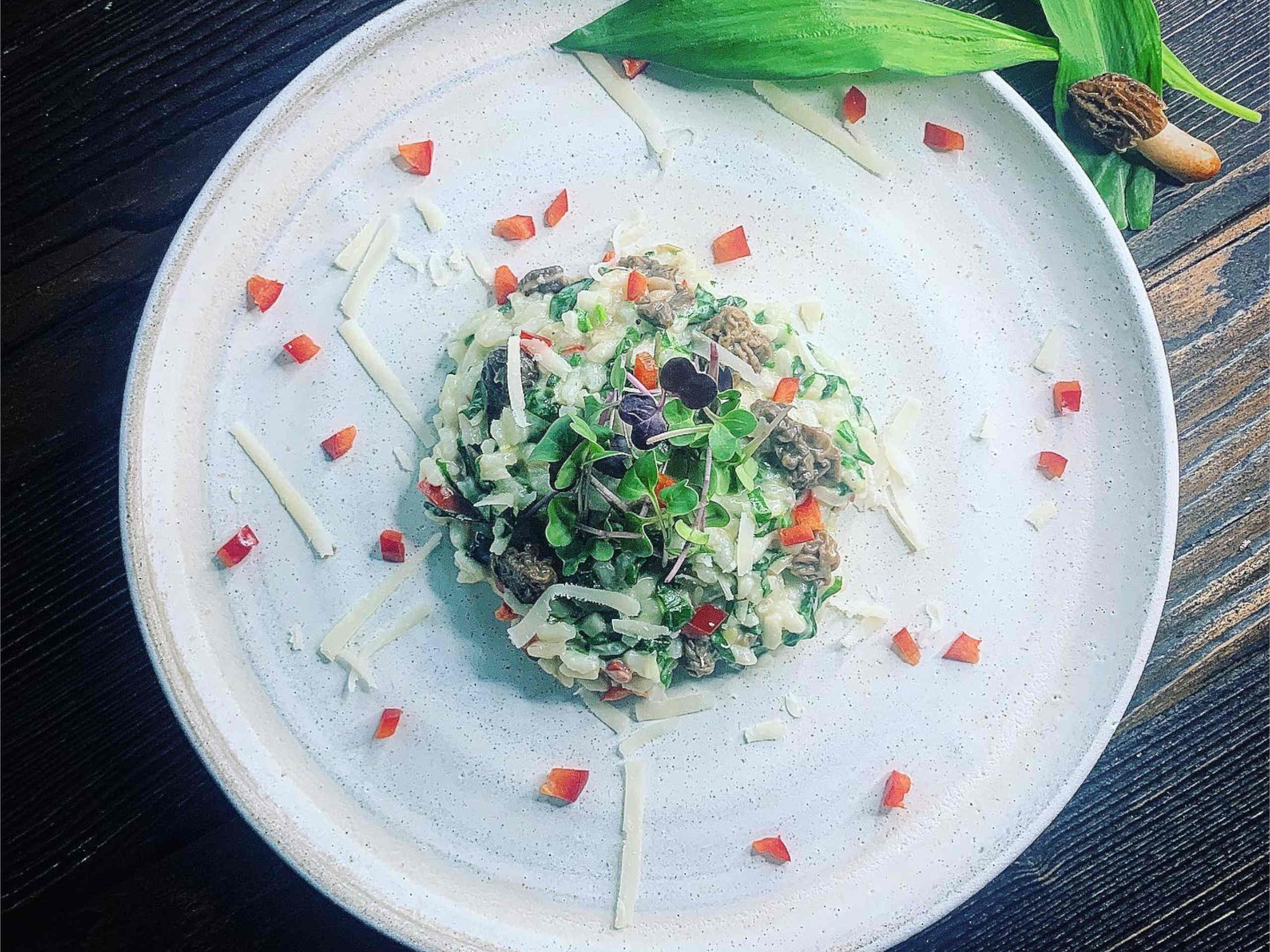 Risotto with wild garlic and morels