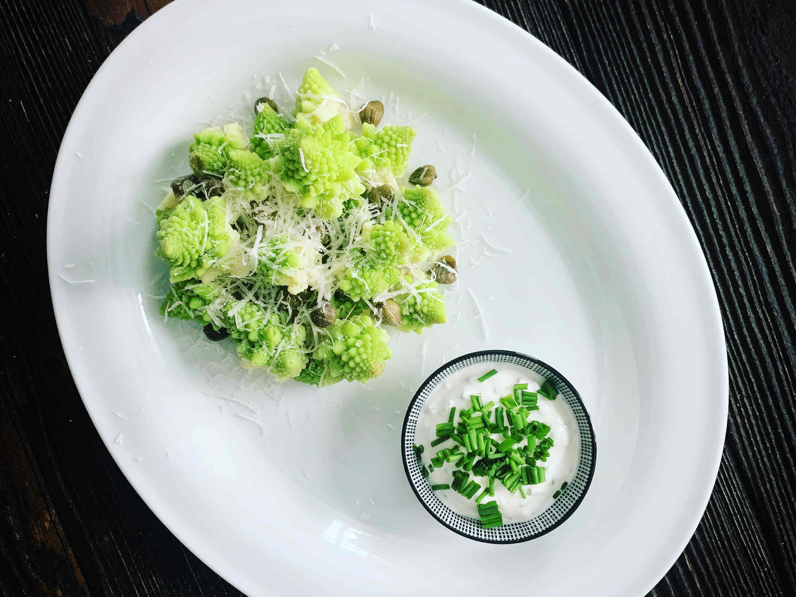 Sicilian style romanesco with capers and lemon